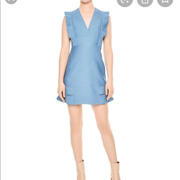 New NWOT Sandro Women's Neoprene Blue Dress - Picture 2 of 10